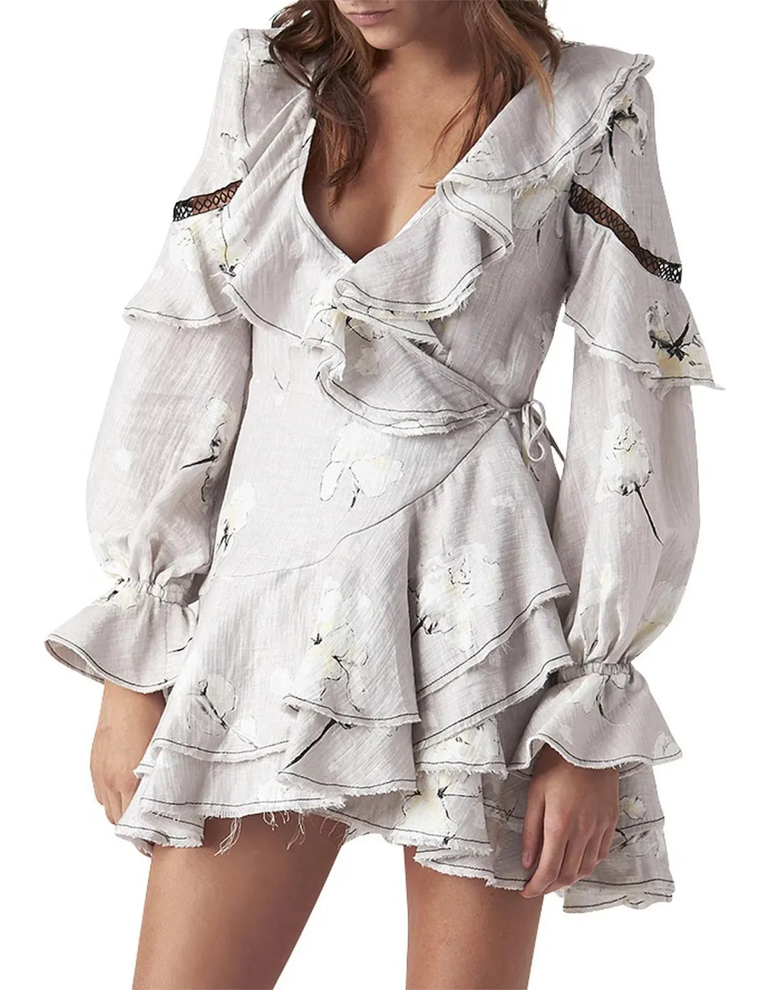 Aje Fiona Wrap Dress Print Size 10 for rent on The Volte - main image