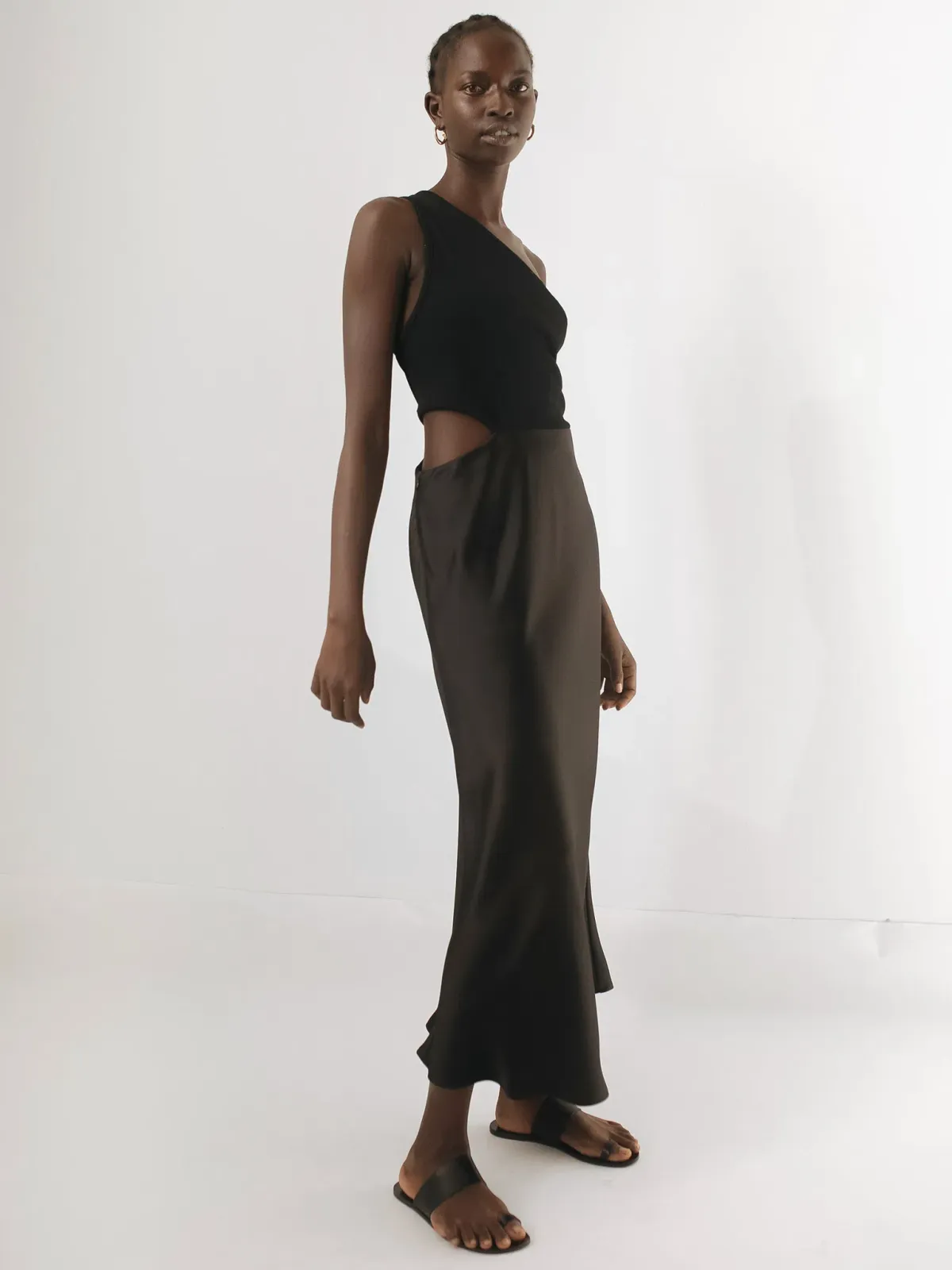 Christopher Esber Carmen Rib Bias Dress Black Size 6 for rent on The Volte - main image