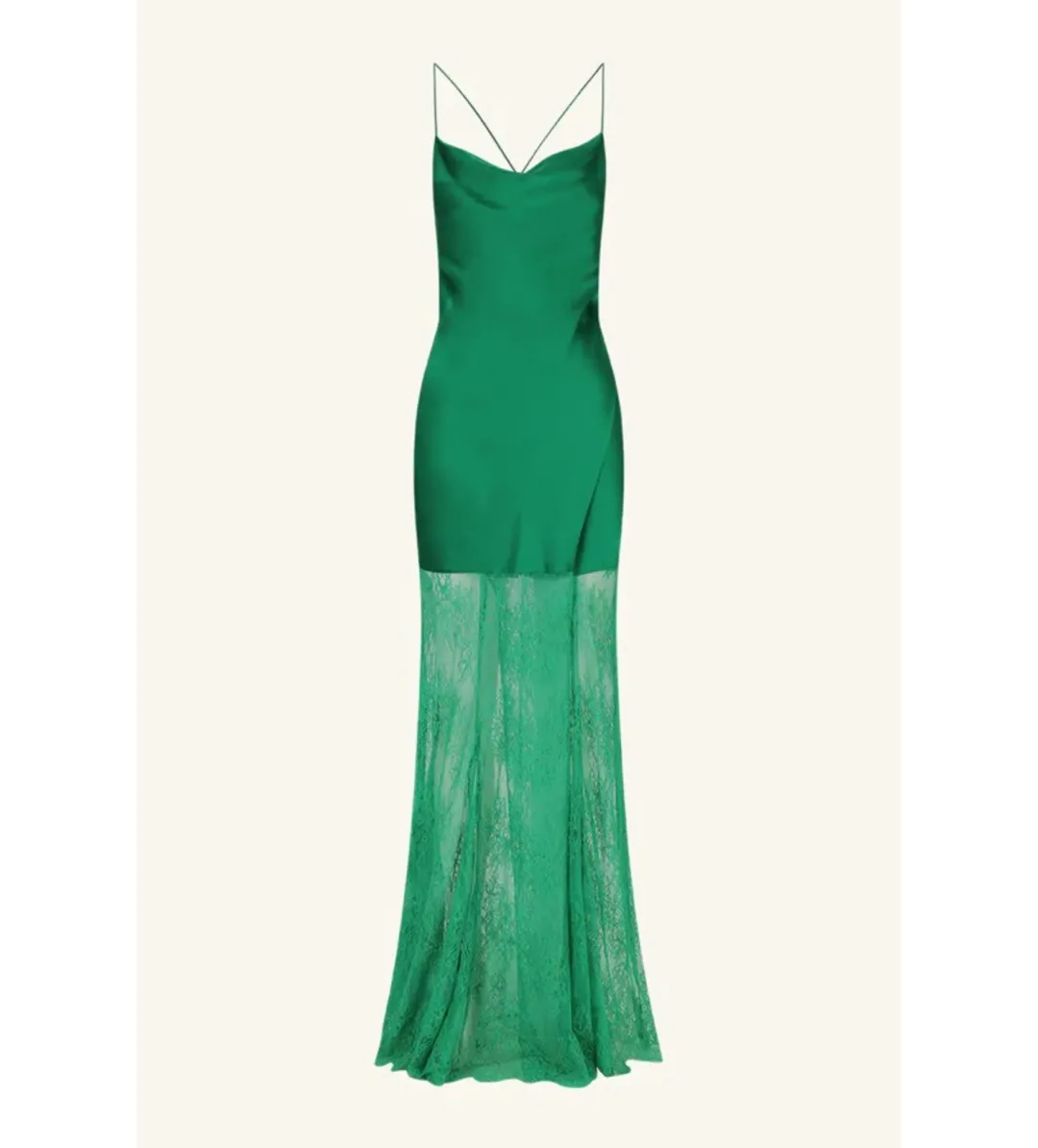 Shona Joy Elle Silk Lace Cowl Maxi Dress Emerald Green Size AU 10 for rent on The Volte - main image