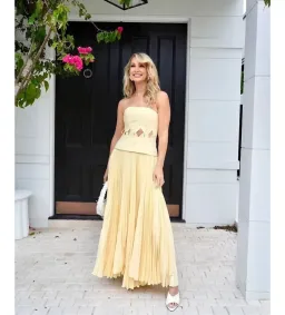 Acler Newbewick Maxi Dress in Lemon Sorbet Size AU 14 for rent on The Volte - image 3