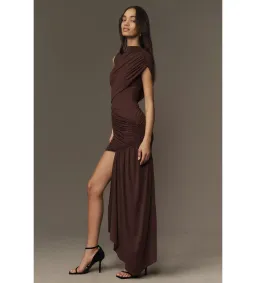 De La Vali Ravenna Mini Dress Chocolate Brown Jersey Size 8 for rent on The Volte - image 2