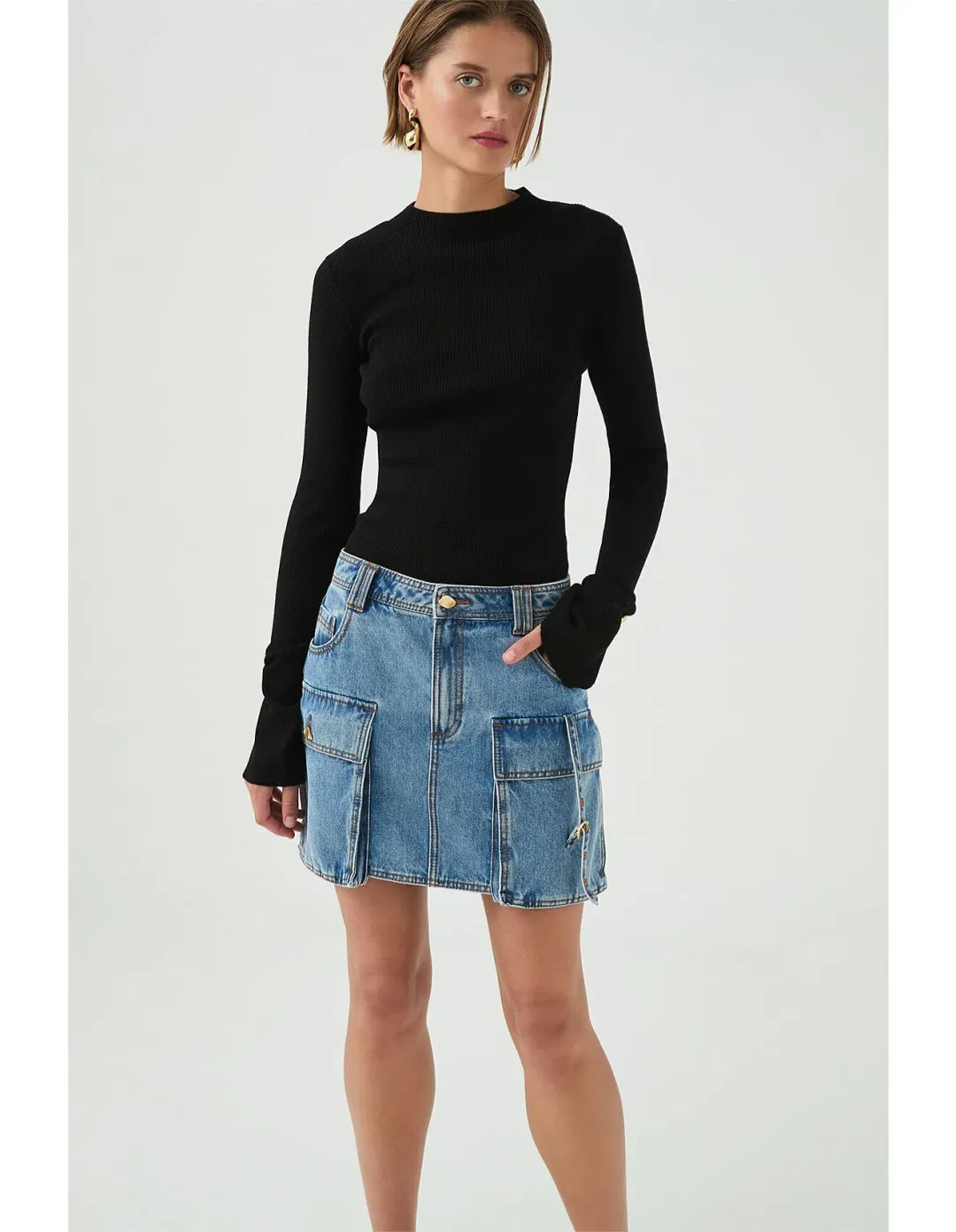 Aje Juno Cargo Micro Mini Skirt Blue Size AU 12 for rent on The Volte - main image