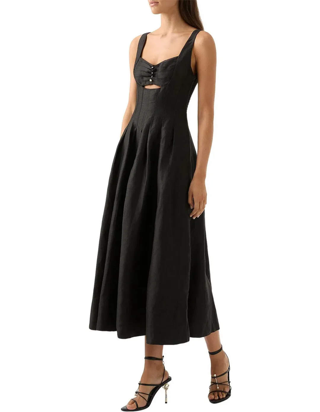 AJE Divinity Pearl Pin Midi Dress Black Size AU 6 for rent on The Volte - main image