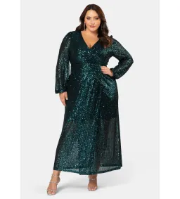 Curve Project by Pink Dusk All I Want Sequin Maxi Dress Green Size AU 18 for rent on The Volte - image 1