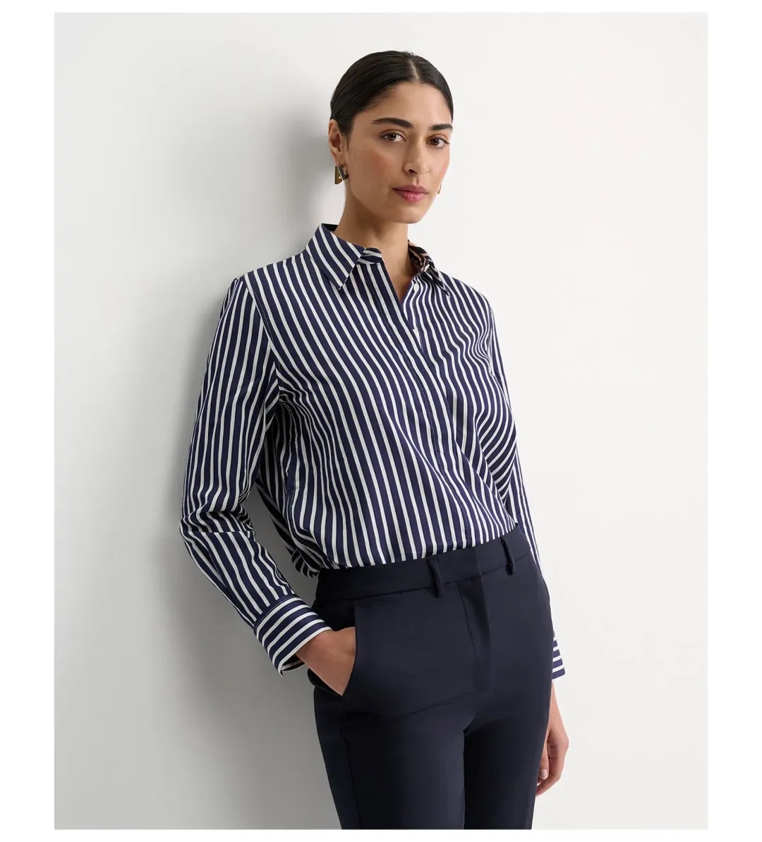Sportscraft Hannah Cotton Silk Shirt Stripe Size AU 10 for rent on The Volte - main image