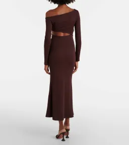 Christopher Esber Spiral Crystal Ribbed-Knit Midi Dress Mahogany Size 10  for rent on The Volte - image 3