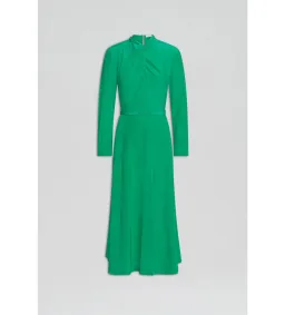 Scanlan Theodore Silk Drape Neck Midi Dress Emerald Size AU 6 for rent on The Volte - image 5
