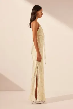 Shona Joy Plunged Slip Tie Maxi Dress Medina Print Size 4 for rent on The Volte - image 4