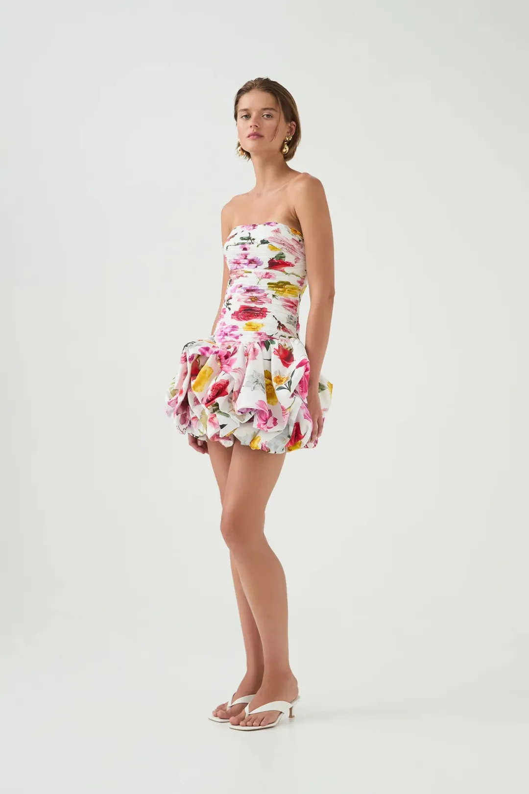 AJE Violette Bubble Hem Mini Dress Floral Size AU 8 for rent on The Volte - main image