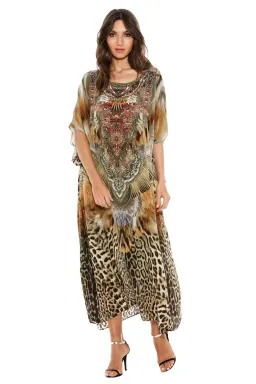 Camilla El Salvaje Round Neck Kaftan Maxi Multi One Size for rent on The Volte - image 1
