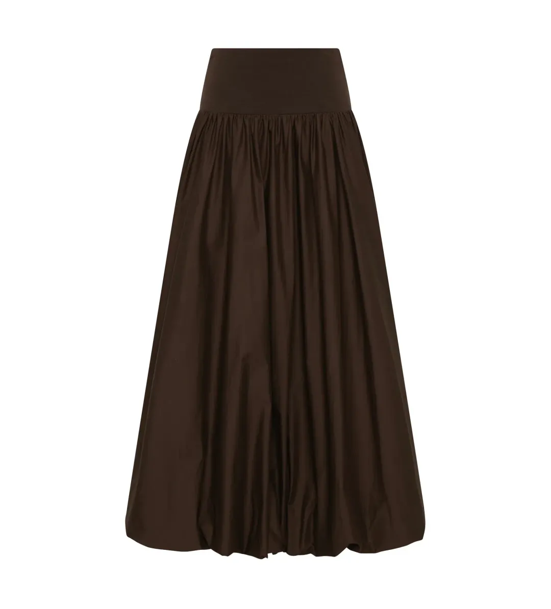 Aje Havana Ruched Top & Bubble Midi Skirt Set in Chocolate Size 6 for rent on The Volte - main image