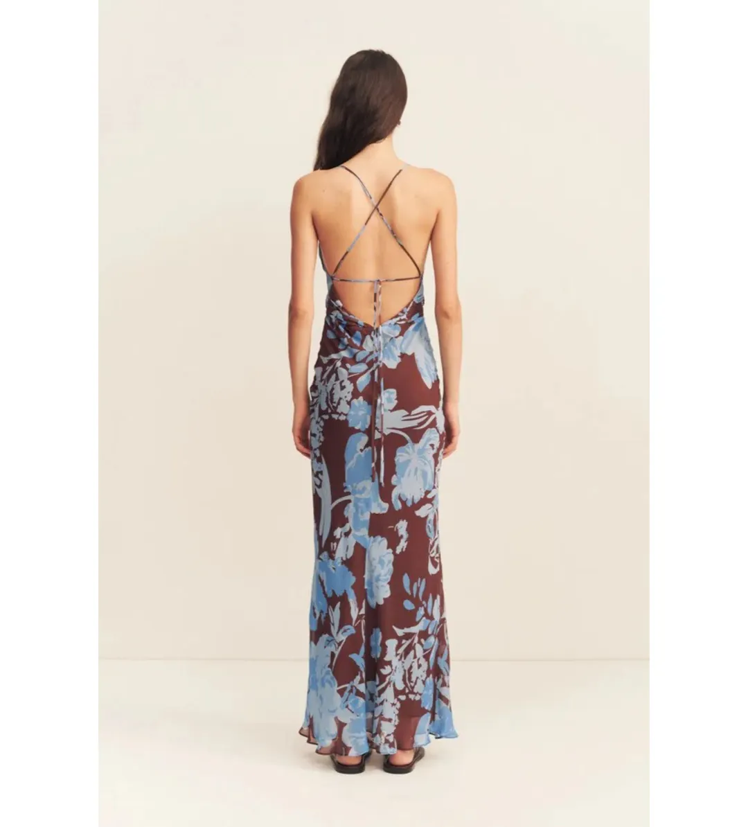 Shona Joy Olson Lace Back Bias Maxi Dress in Arcadian Floral Size AU 10 for rent on The Volte - main image