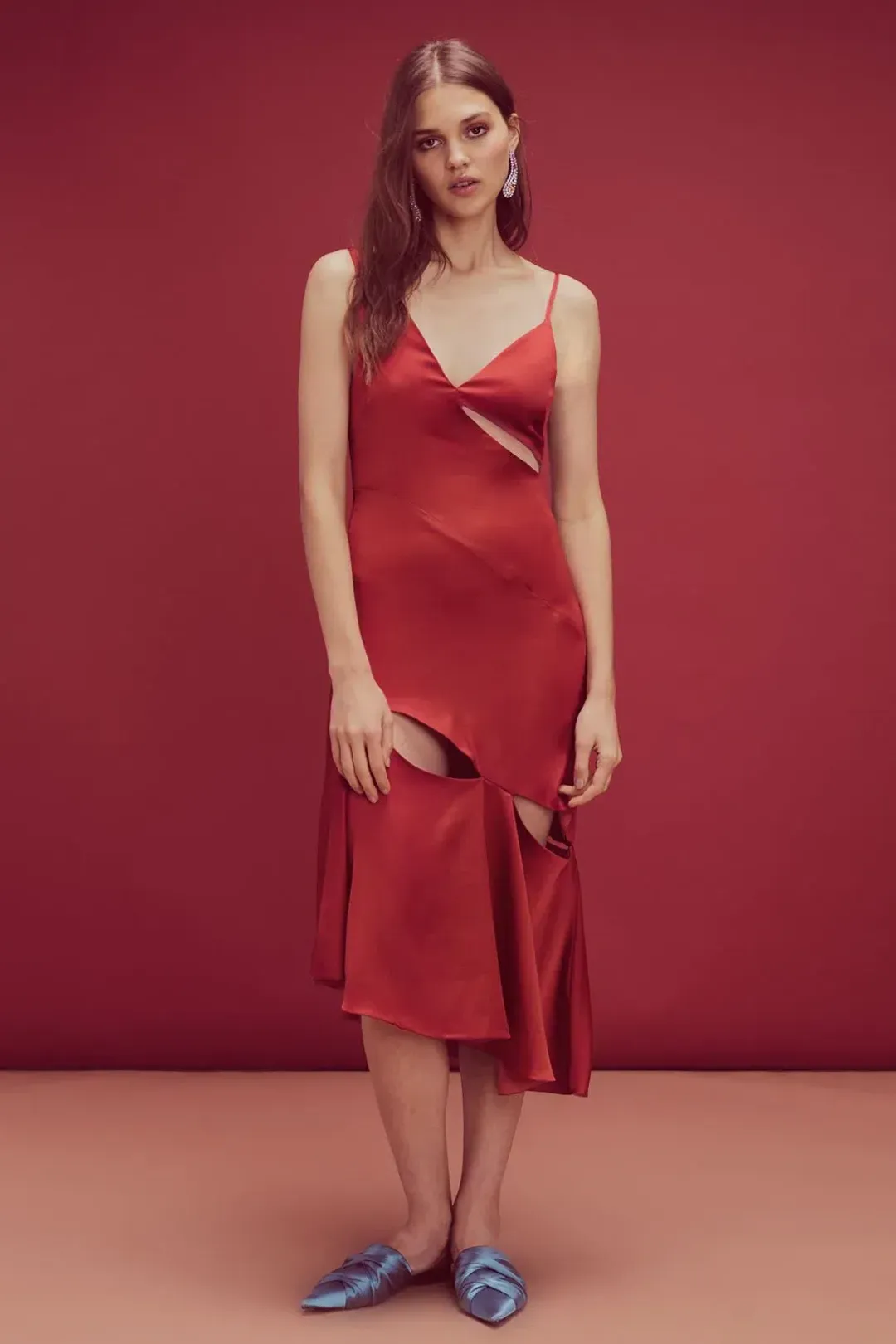 For Love and Lemons Liv Cut Maxi Dress Red Size 10 for rent on The Volte - main image