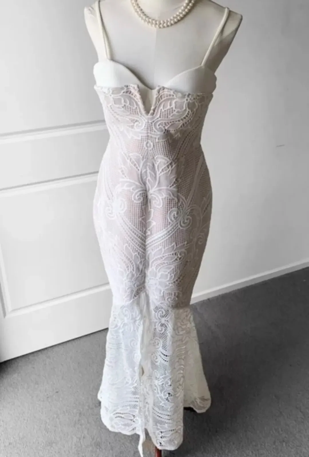 Sheike Lunar Lace Maxi Ivory Size 16 for rent on The Volte - main image