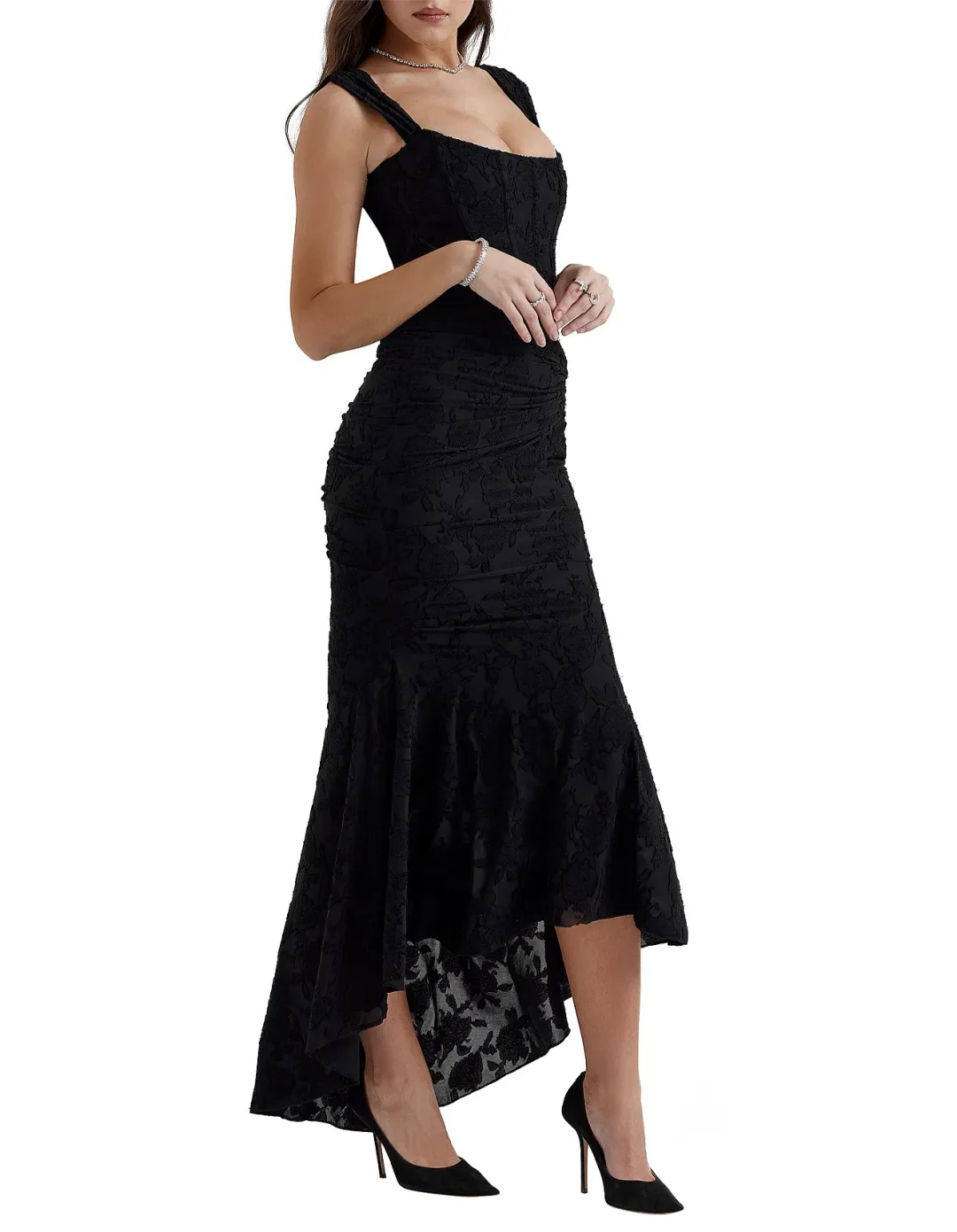 House Of CB Cesca Floral Maxi Dress Black Size S/AU 8 for rent on The Volte - main image