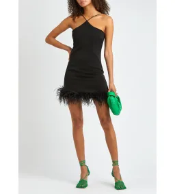 De La Vali Halter Neck Mini Dress With Black Feather Black Size 10 for rent on The Volte - image 1