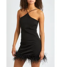 De La Vali Halter Neck Mini Dress With Black Feather Black Size 10 for rent on The Volte - image 2