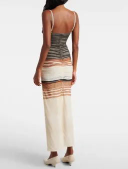 SIR The Label Breeze Striped Ruched Mesh Midi Dress Multi Size 0 / AU 6 for rent on The Volte - image 2