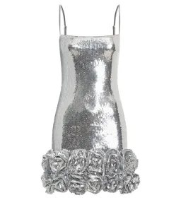 Meshki Faye Sequin Flower Mini Dress Silver Size AU 8 for rent on The Volte - image 8
