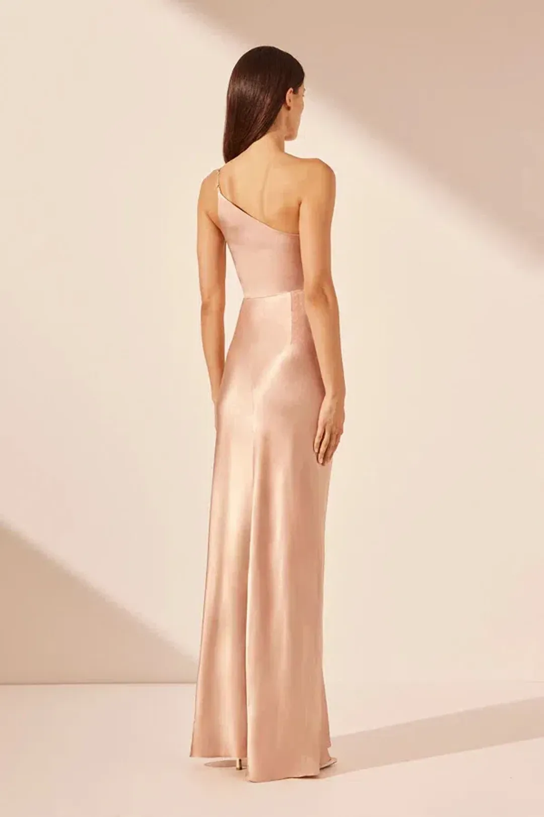 Shona Joy La Lune Asymmetrical Maxi in Desert Rose Size AU 10 for rent on The Volte - main image