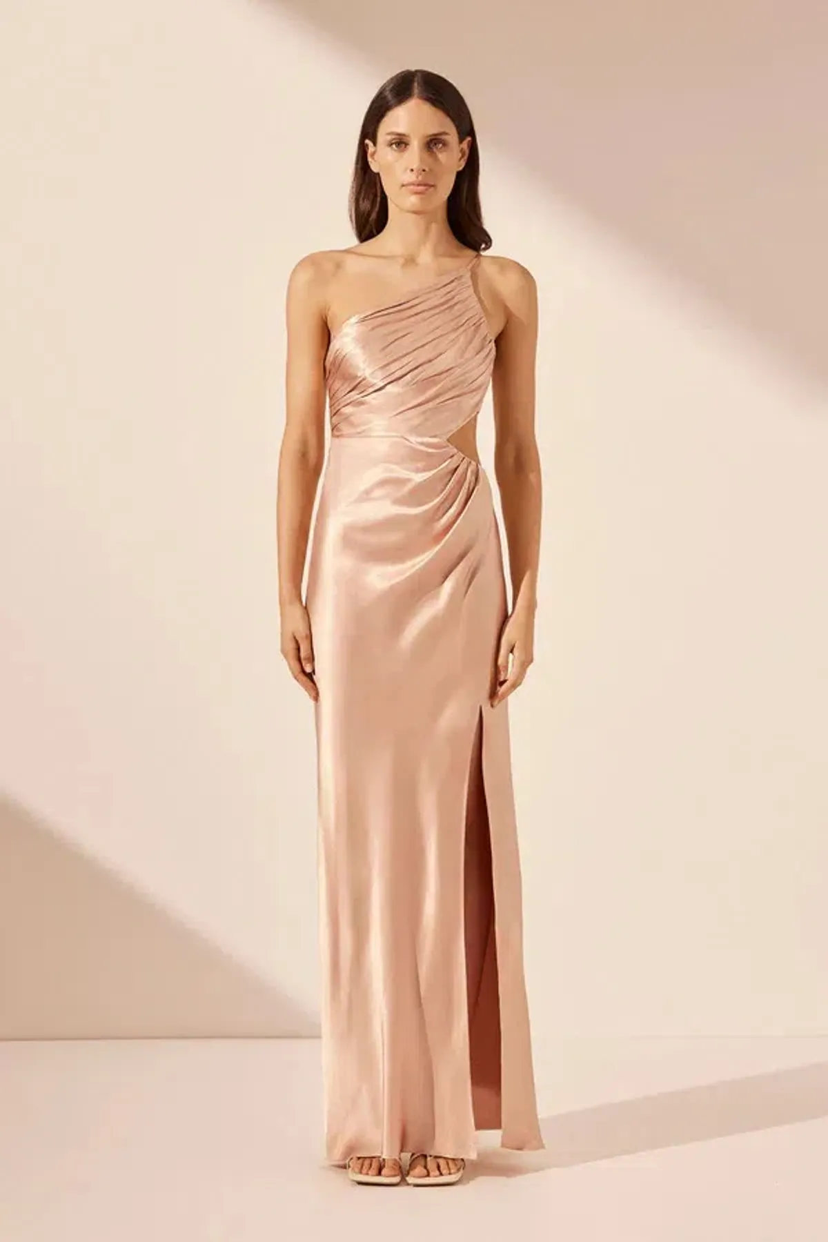 Shona Joy La Lune Asymmetrical Maxi in Desert Rose Size AU 10 for rent on The Volte - main image