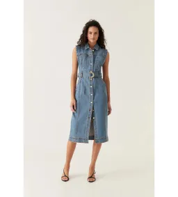 Aje Darcie Denim Midi Dress in 90's Wash Size AU 6 for rent on The Volte - image 1