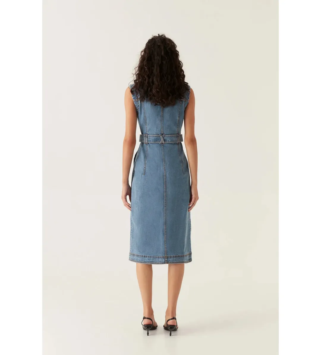 Aje Darcie Denim Midi Dress in 90's Wash Size AU 6 for rent on The Volte - main image