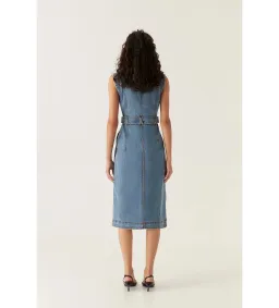 Aje Darcie Denim Midi Dress in 90's Wash Size AU 6 for rent on The Volte - image 4