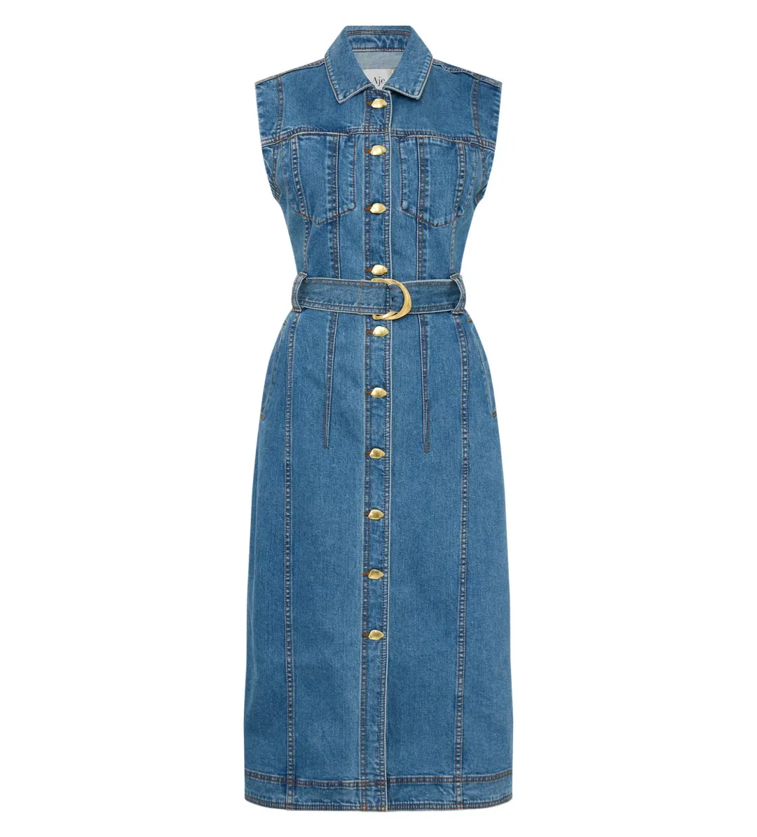 Aje Darcie Denim Midi Dress in 90's Wash Size AU 6 for rent on The Volte - main image