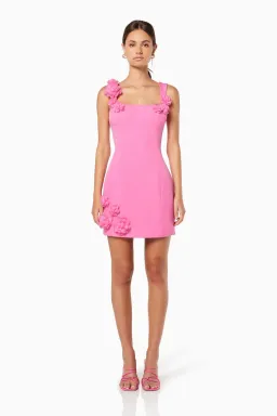 Elliatt Trompe 3D Floral Mini Dress Pink Size 12 for rent on The Volte - image 1