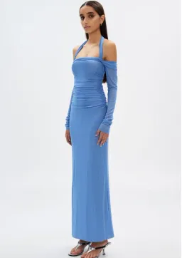 Misha Sonet Mesh Dress Cornflower Blue Maxi Size 10 for rent on The Volte - image 2