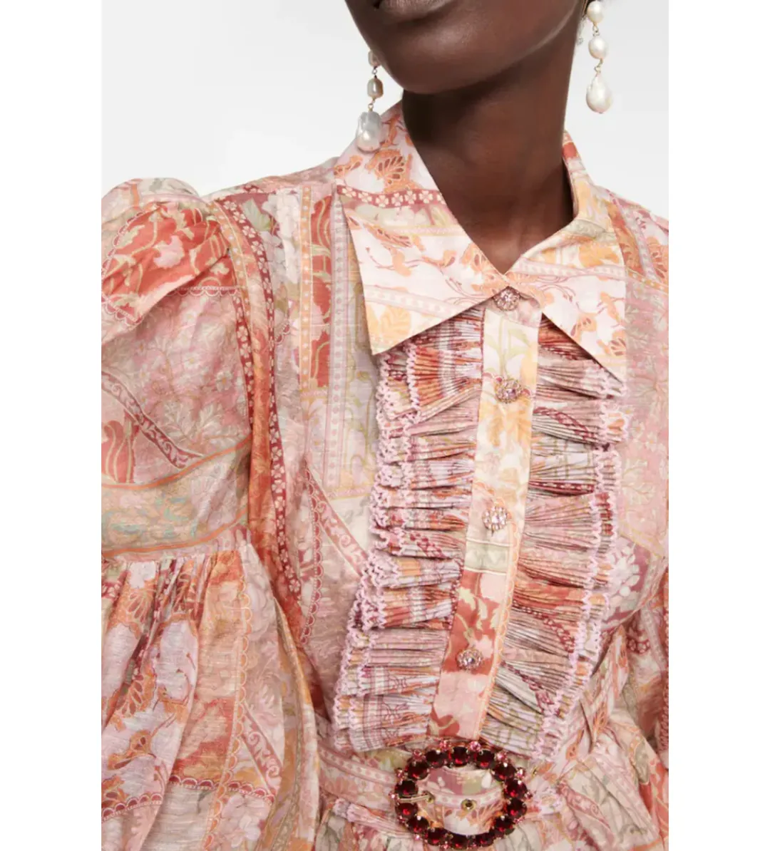 Zimmermann Kaleidoscope Tuxedo Frill Mini Dress Size 0 / AU 8 for rent on The Volte - main image