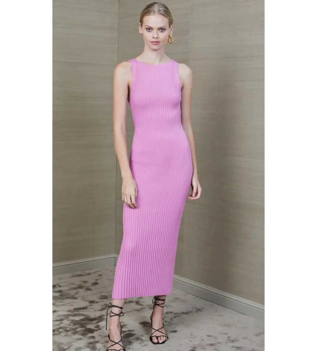 Bec & Bridge  White Water Midi Dress Bubble Gum Pink Size 10  for rent on The Volte - main image
