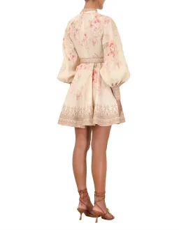 Zimmermann ILLUMINATE BUTTONED MINI DRESS coral floral size 14 for rent on The Volte - image 2