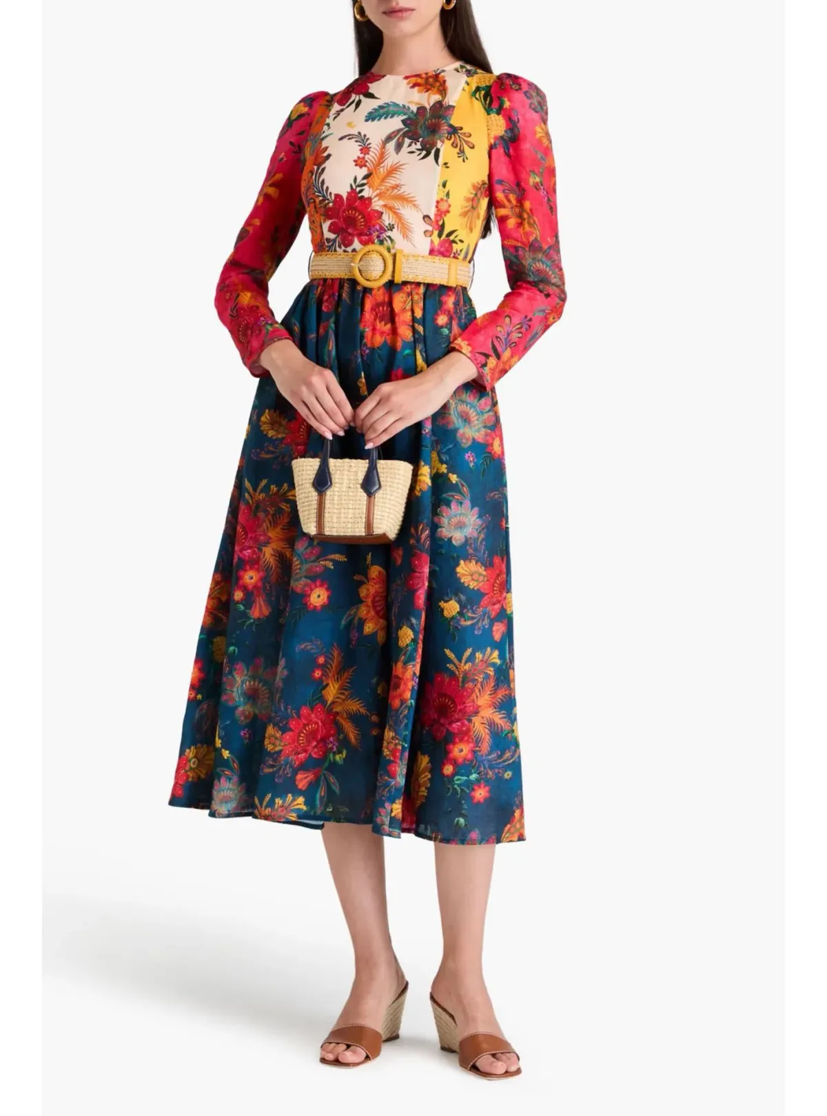 Zimmermann Ginger Long Sleeve Midi Dress in Spliced Size 2 / AU 12 for rent on The Volte - main image