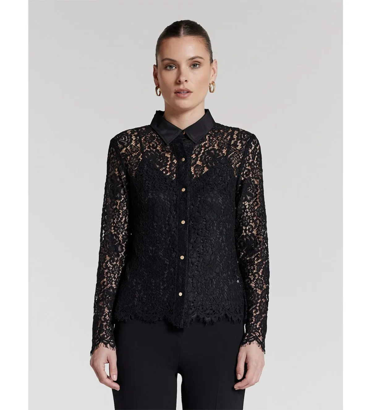 Perri Cutten Como Lace Shirt Black Size AU 6 for rent on The Volte - main image
