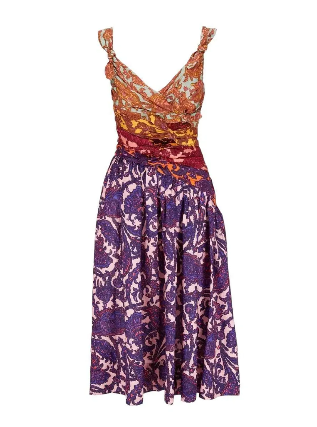Zimmermann Tiggy Bow Midi Dress Spliced Paisley Size AU 6 for rent on The Volte - main image