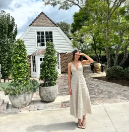 Kookai Palm Tallulah Vee Midi Dress Beige Size 6 for rent on The Volte - image 4