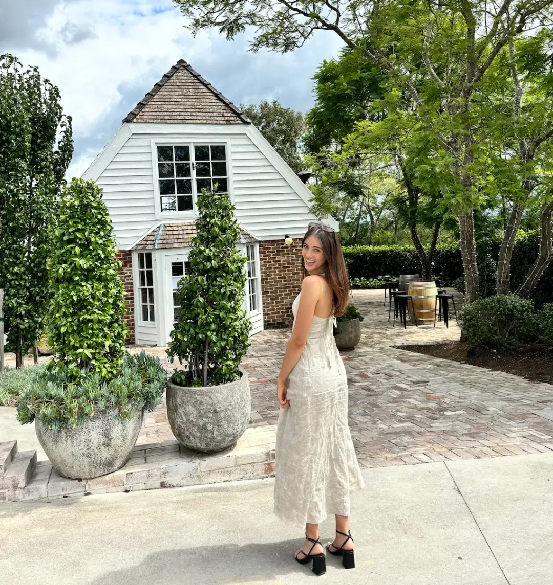 Kookai Palm Tallulah Vee Midi Dress Beige Size 6 for rent on The Volte - main image