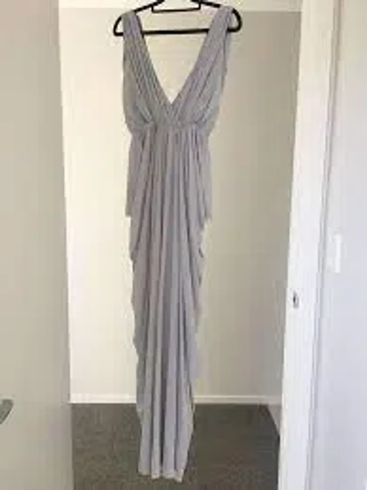 Sheike Grecian Maxi Dress Soft Grey Size 8 for rent on The Volte - main image