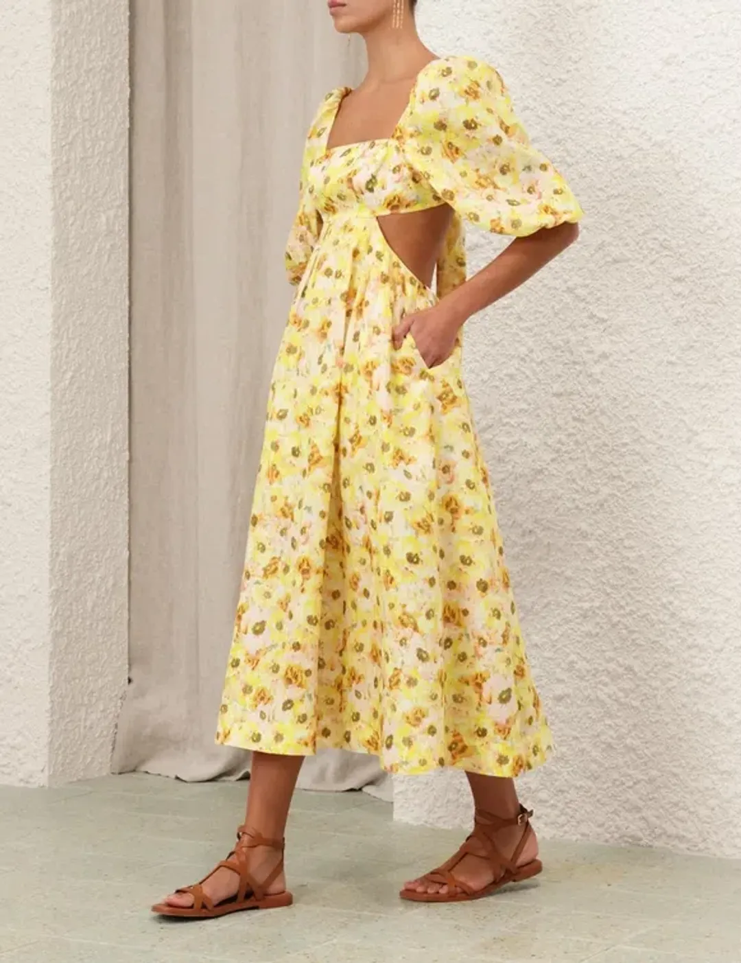 Zimmermann Lightburst Cut Out Midi Dress Size 1/AU 10 for rent on The Volte - main image