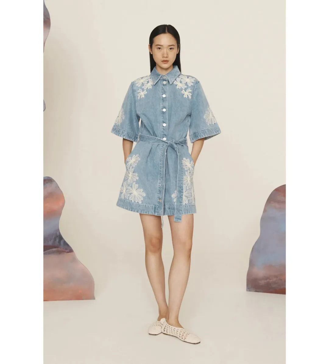 Alemais Charlene Denim Mini Dress Size AU 16  for rent on The Volte - main image