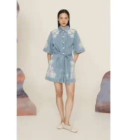 Alemais Charlene Denim Mini Dress Size AU 16  for rent on The Volte - image 1
