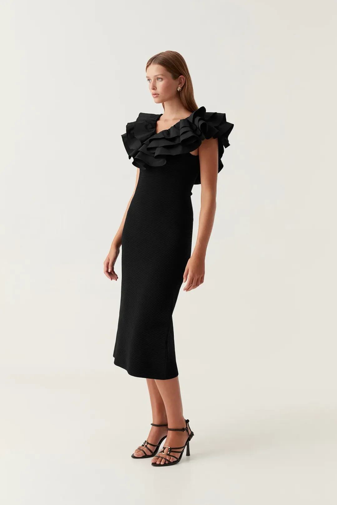 AJE Transcendent Ruffle Midi Dress AU 6 XS for rent on The Volte - main image