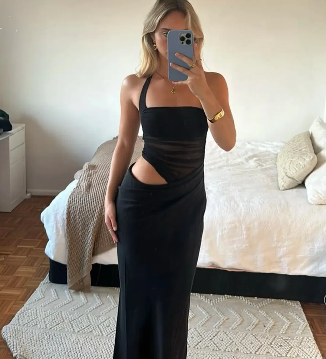 Benni Gina Halter Dress Maxi Black Size AU 6 for rent on The Volte - main image