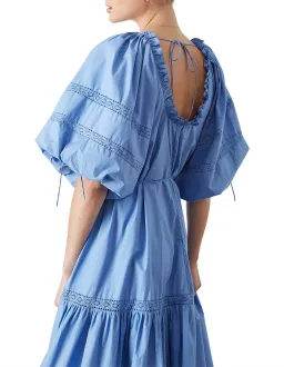 Joslin Vivienne Organic Cotton Smock Midi Dress Blue Size 8 for rent on The Volte - image 3