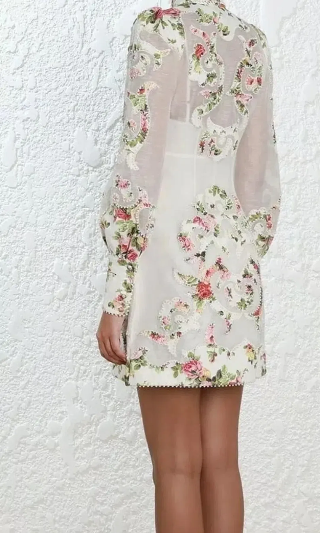 Zimmermann Radiate Applique Shirt Mini Dress Floral Size 2 / Aus 10 for rent on The Volte - main image