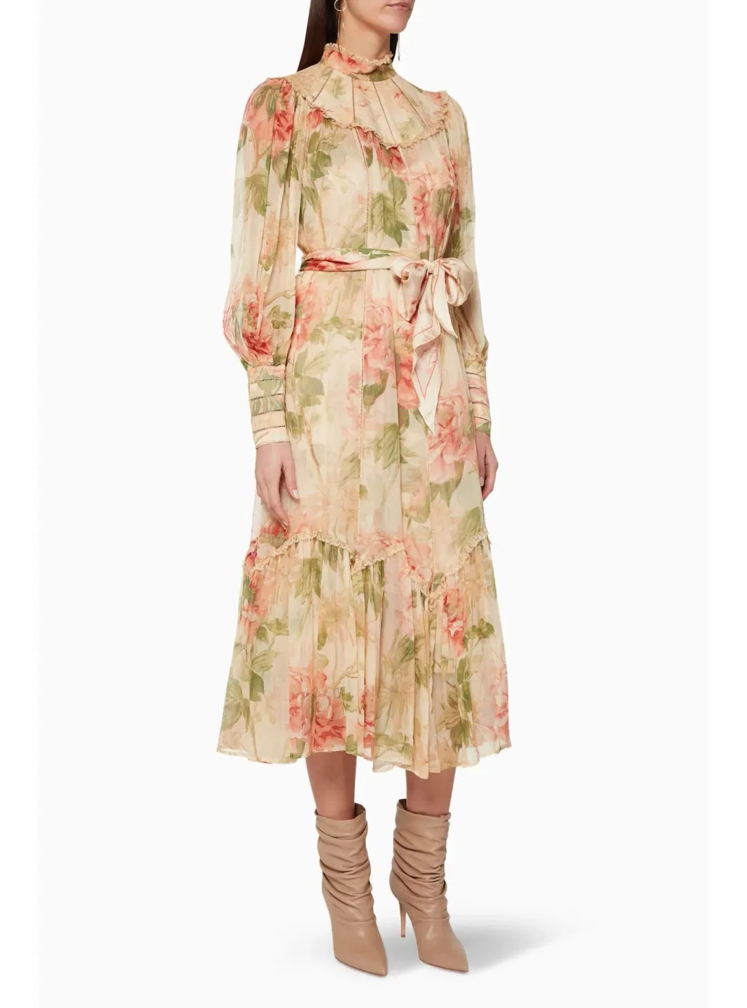 Zimmermann Espionage Swing Yoke Midi Dress in Antique Peony  Size 1 / AU 10 for rent on The Volte - main image