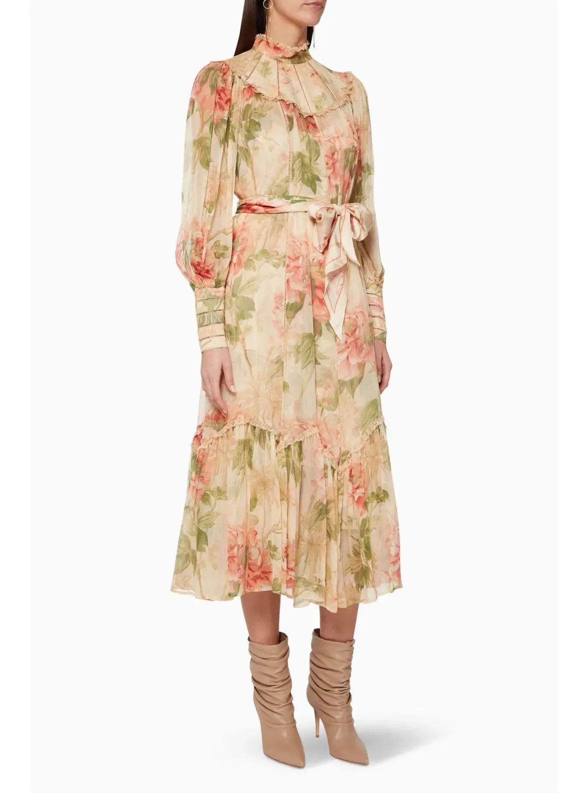 Zimmermann Espionage Swing Yoke Midi Dress in Antique Peony  Size 1 / AU 10 for rent on The Volte - main image