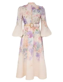 Zimmermann Dawning Buttoned Midi Dress Multi Hydrangea Size 2 / Aus 12 for rent on The Volte - image 1